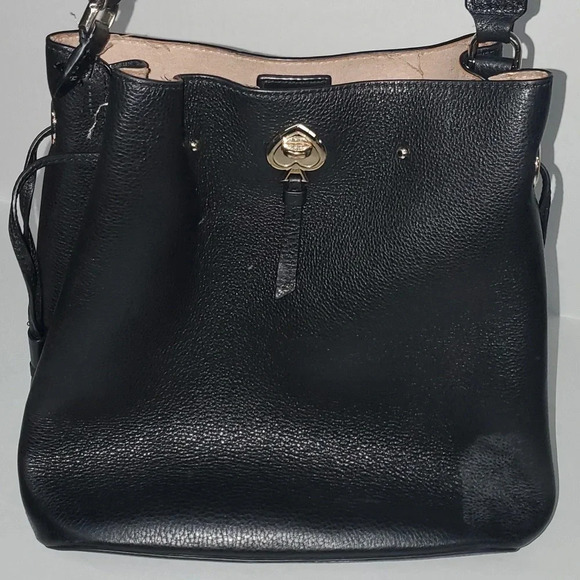 Kate Spade Marti Small Bucket Black Pebbled Leather - Picture 1 of 14